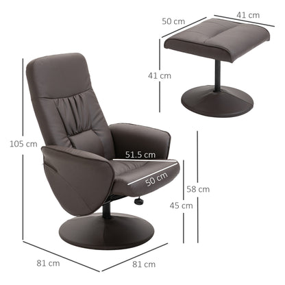 Executive Recliner Chair High Back and Footstool Armchair Lounge Seat Brown