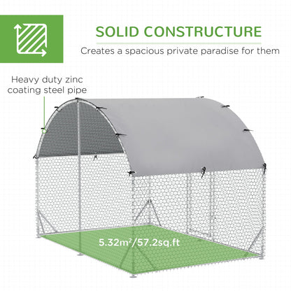 PawHut Walk In Chicken Run Galvanized Chicken Coop Hen Poultry House Cage Rabbit Hutch Pet Playpen Backyard with Water-Resist Cover