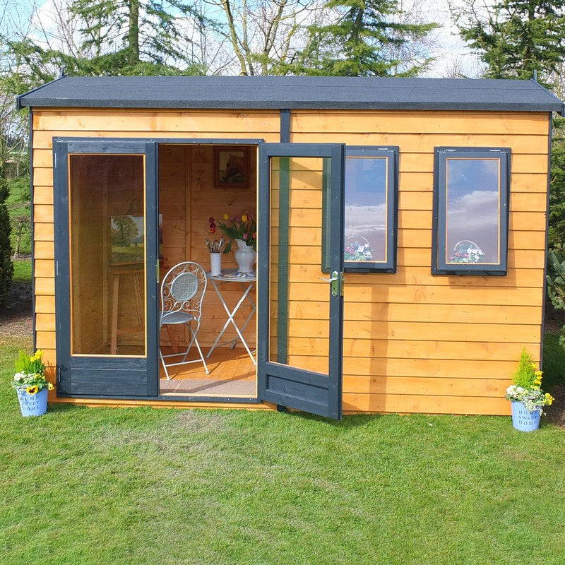 Shire Shire Drayton 12' 11" x 12' 5" Reverse Apex Garden Studio - Premium Dip Treated Tongue & Groove