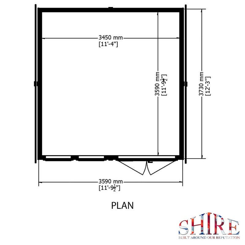 Shire Shire Drayton 12' 11" x 12' 5" Reverse Apex Garden Studio - Premium Dip Treated Tongue & Groove