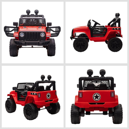 12V Battery-powered 2 Motors Kids Electric Ride On Car Truck Off-road Toy with Parental Remote Control Horn Lights Suspension Wheels for 3-6 Years Old Red