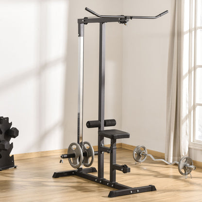 Homcom Exercise Pulley Machine Power Tower with Adjustable Seat Cable Positions