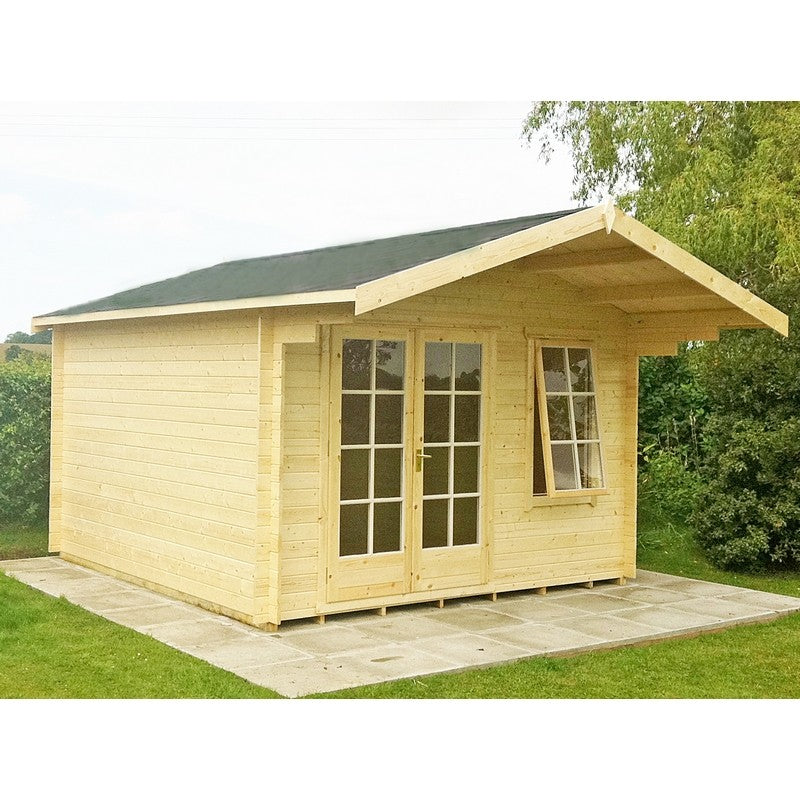 Shire Shire Glenmore 9' 9" x 7' 10" Apex Log Cabin - Premium 28mm Cladding Tongue & Groove