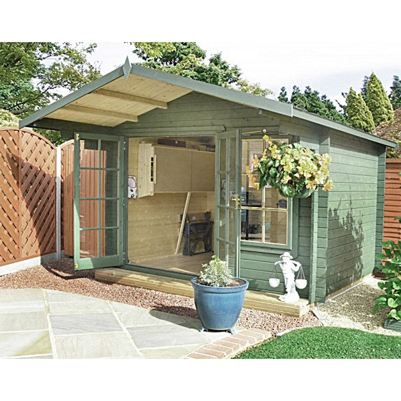 Shire Shire Glenmore 9' 9" x 7' 10" Apex Log Cabin - Premium 28mm Cladding Tongue & Groove