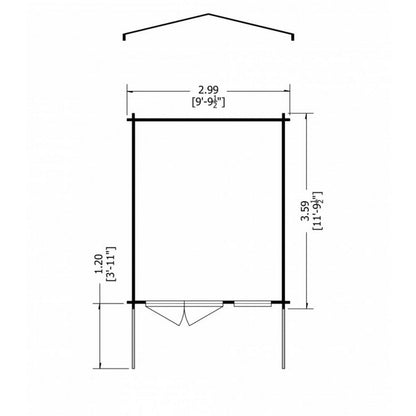 Shire Shire Glenmore 9' 9" x 11' 9" Apex Log Cabin - Premium 28mm Cladding Tongue & Groove