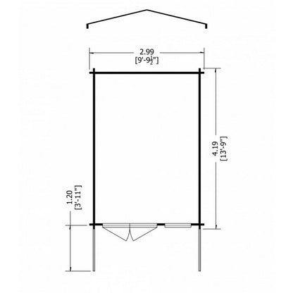 Shire Shire Glenmore 9' 9" x 13' 8" Apex Log Cabin - Premium 28mm Cladding Tongue & Groove