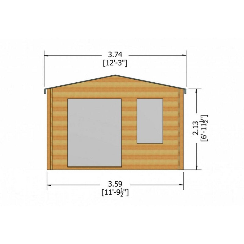 Shire Shire Glenmore 11' 9" x 7' 10" Apex Log Cabin - Premium 28mm Cladding Tongue & Groove