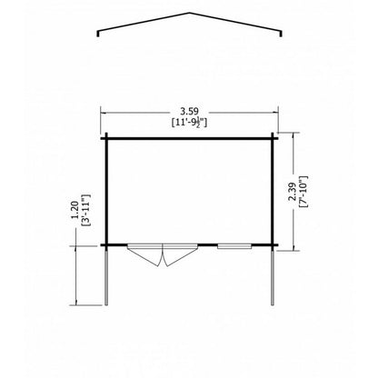 Shire Shire Glenmore 11' 9" x 7' 10" Apex Log Cabin - Premium 34mm Cladding Tongue & Groove