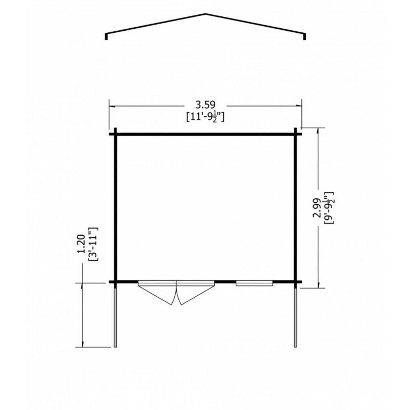 Shire Shire Glenmore 11' 9" x 9' 9" Apex Log Cabin - Premium 28mm Cladding Tongue & Groove