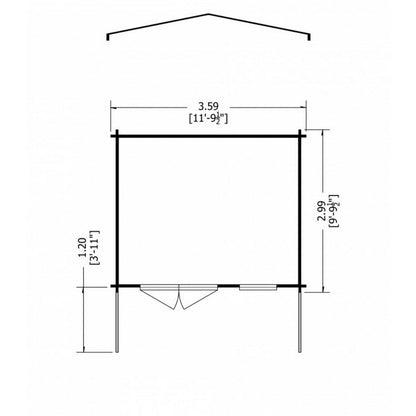 Shire Shire Glenmore 11' 9" x 9' 9" Apex Log Cabin - Premium 28mm Cladding Tongue & Groove