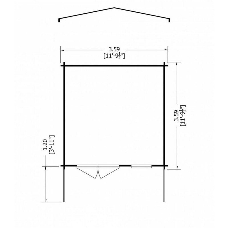 Shire Shire Glenmore 11' 9" x 11' 9" Apex Log Cabin - Premium 28mm Cladding Tongue & Groove