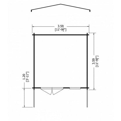 Shire Shire Glenmore 11' 9" x 11' 9" Apex Log Cabin - Premium 28mm Cladding Tongue & Groove