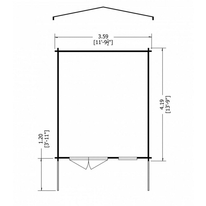 Shire Shire Glenmore 11' 9" x 13' 8" Apex Log Cabin - Premium 28mm Cladding Tongue & Groove