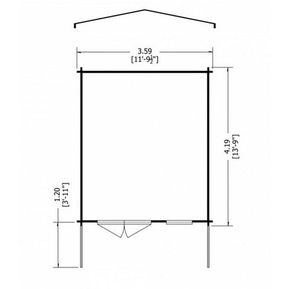 Shire Shire Glenmore 11' 9" x 13' 8" Apex Log Cabin - Premium 28mm Cladding Tongue & Groove