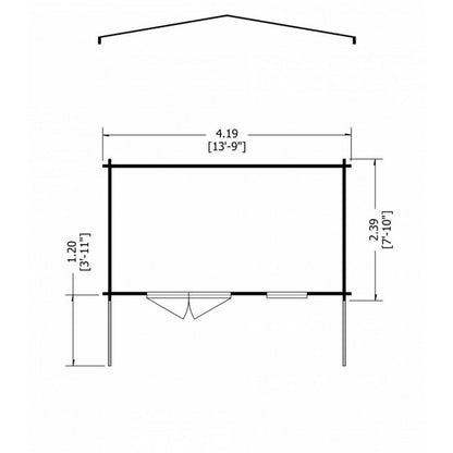 Shire Shire Glenmore 13' 8" x 7' 10" Apex Log Cabin - Premium 28mm Cladding Tongue & Groove