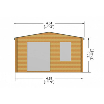 Shire Shire Glenmore 13' 8" x 7' 10" Apex Log Cabin - Premium 28mm Cladding Tongue & Groove