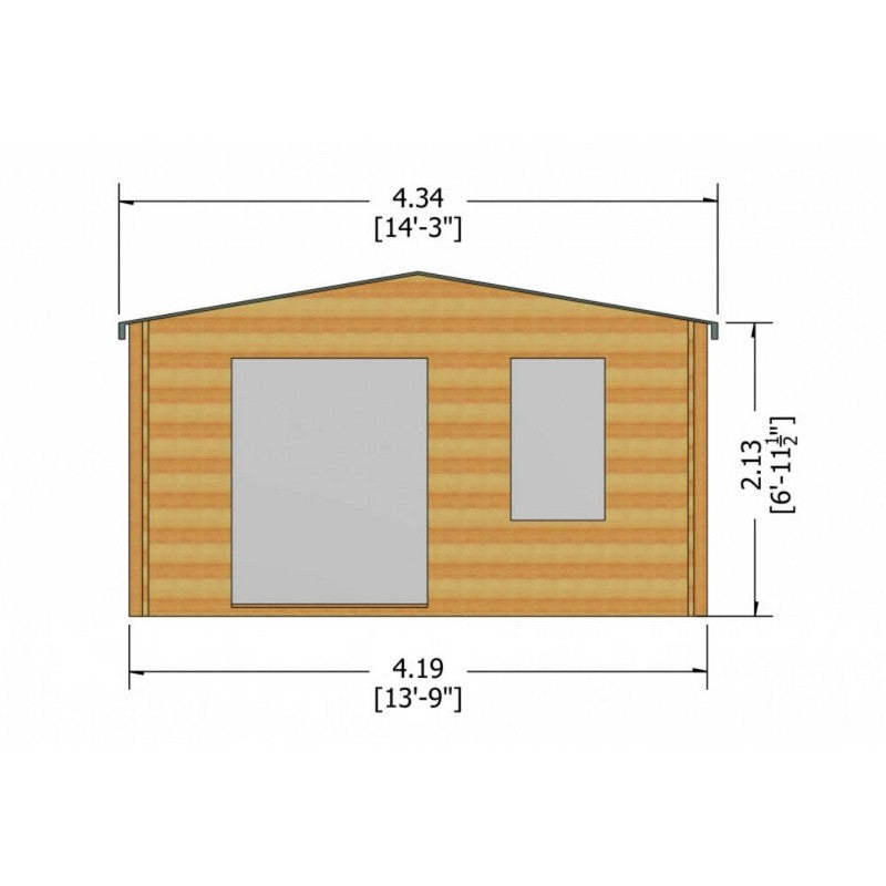 Shire Shire Glenmore 13' 8" x 9' 9" Apex Log Cabin - Premium 28mm Cladding Tongue & Groove