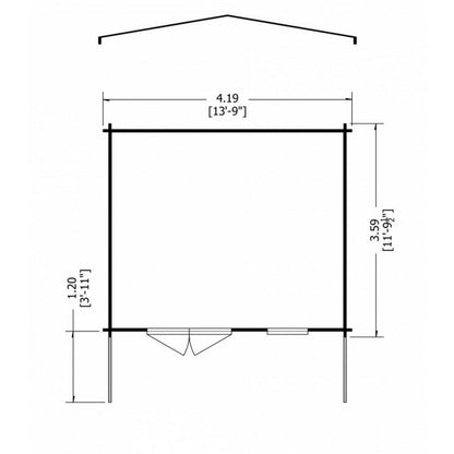 Shire Shire Glenmore 13' 8" x 11' 9" Apex Log Cabin - Premium 28mm Cladding Tongue & Groove