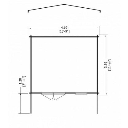 Shire Shire Glenmore 13' 8" x 11' 9" Apex Log Cabin - Premium 34mm Cladding Tongue & Groove