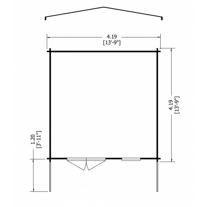 Shire Shire Glenmore 13' 8" x 13' 8" Apex Log Cabin - Premium 34mm Cladding Tongue & Groove