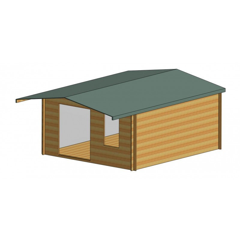 Shire Shire Glenmore 13' 8" x 15' 8" Apex Log Cabin - Premium 44mm Cladding Tongue & Groove