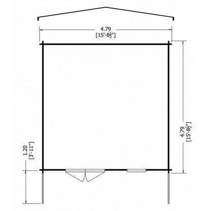 Shire Shire Glenmore 15' 6" x 15' 8" Apex Log Cabin - Premium 44mm Cladding Tongue & Groove