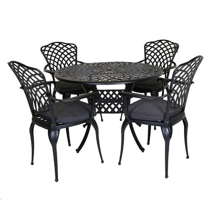 Classic Garden Patio Dining Set by Wensum - 4 Seats Grey Cushions