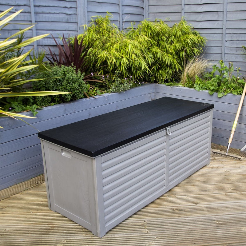 Wensum Plastic Outdoor Storage Box 390 Litres Extra Large - Grey & Black Essentials by Wensum