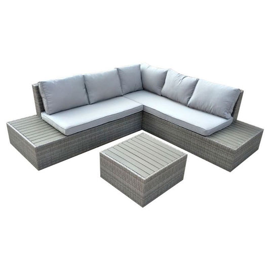 Classic Rattan Garden Corner Sofa by Wensum - 5 Seats White