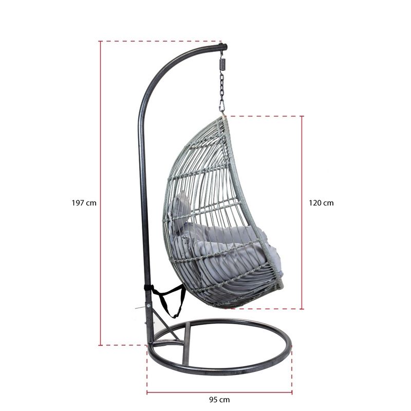 Wensum Classic Rattan Garden Cocoon Swing Seat by Wensum with Grey