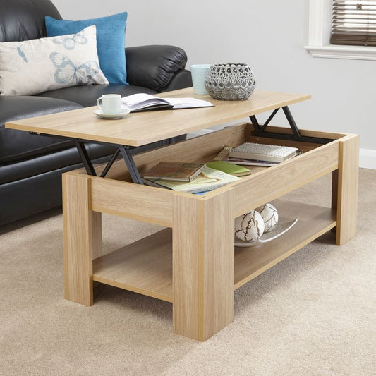 GFW Harper Extending Coffee Table Natural 1 Shelf 105cm