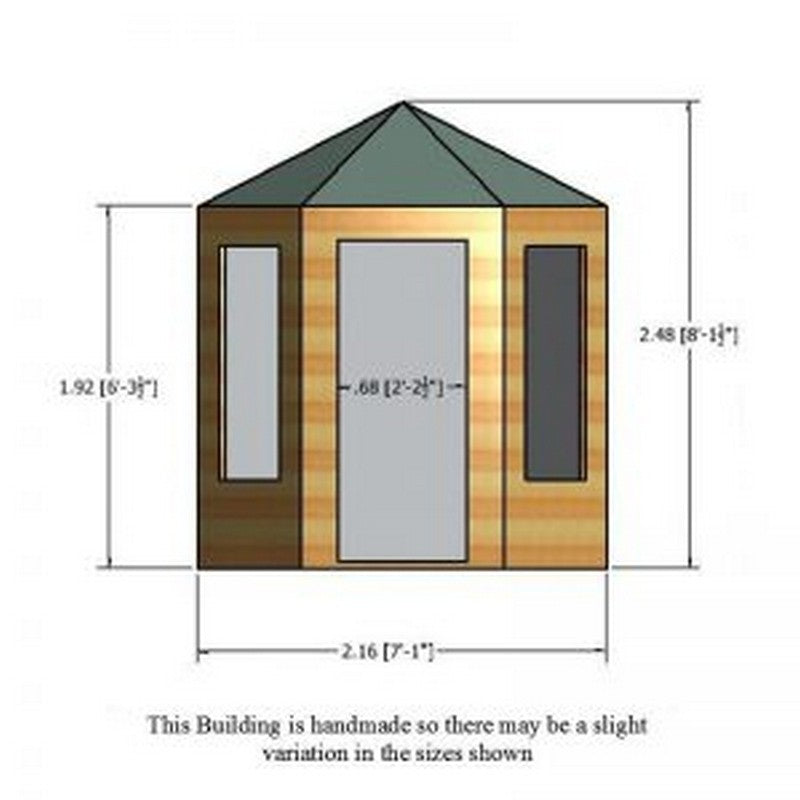 Shire Shire Hexagonal 7' 1" x 6' 1" Hexagonal Hip Summerhouse - Premium Pressure Treated Shiplap