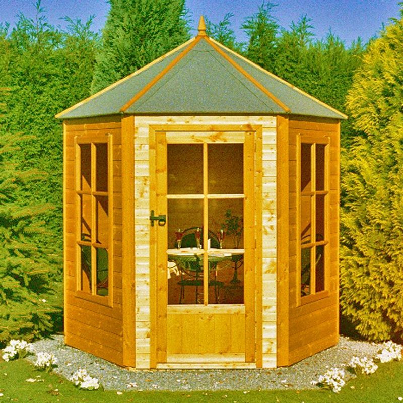 Shire Shire Hexagonal 7' 1" x 6' 1" Apex Summerhouse - Premium Dip Treated Shiplap