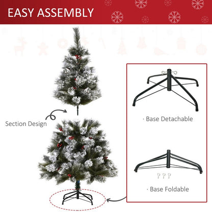 Homcom 5ft Christmas Tree Artificial - White Frosted Green 184 Tips