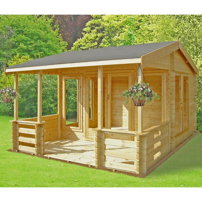 Shire Shire Guisborough 12' 9" x 12' 1" Reverse Apex Log Cabin - Premium 34mm Cladding Tongue & Groove