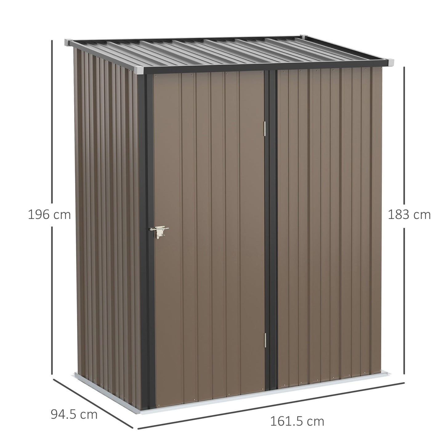 Galvanised 5.3 x 3.1' Single Door Pent Garden Store Steel Brown by Steadfast