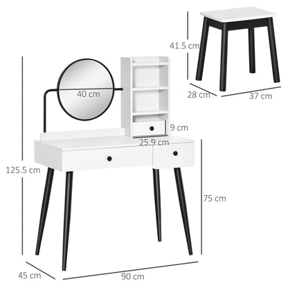 Dressing Table Set with Mirror and Stool