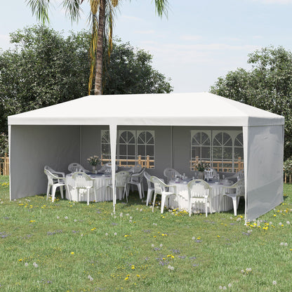 6 x 3 m Party Tent Gazebo Marquee Outdoor Patio Canopy Shelter with Windows and Side Panels White