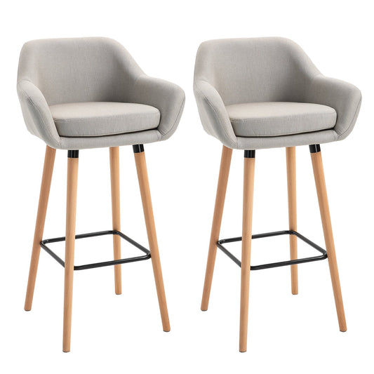 Set of 2 Bar Stools Modern Upholstered Seat Bar Chairs w/ Metal Frame