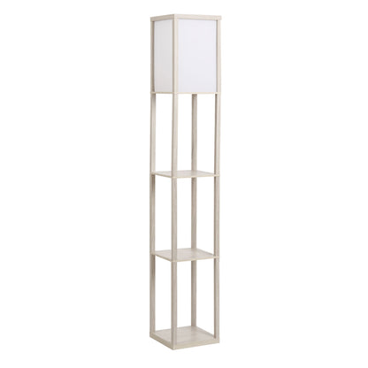 Medium-density fibreboard 3-Tier Shelves Floor Lamp Oak/White