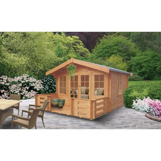 Shire Shire Grizedale 11' 9" x 7' 10" Apex Log Cabin - Premium 28mm Cladding Tongue & Groove