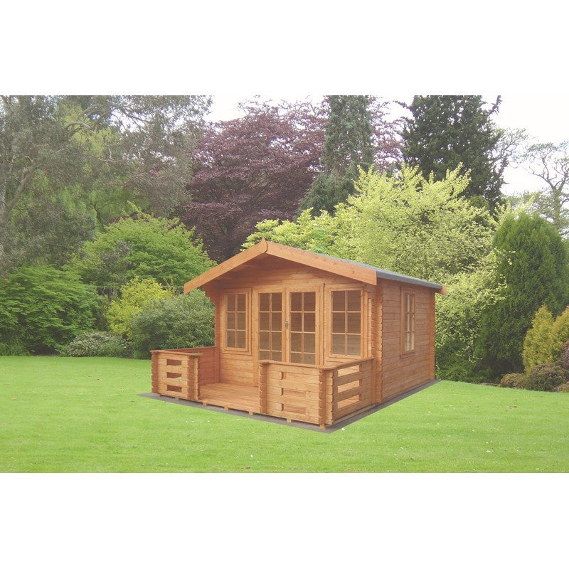 Shire Shire Guisborough 12' 9" x 12' 1" Reverse Apex Log Cabin - Premium 44mm Cladding Tongue & Groove