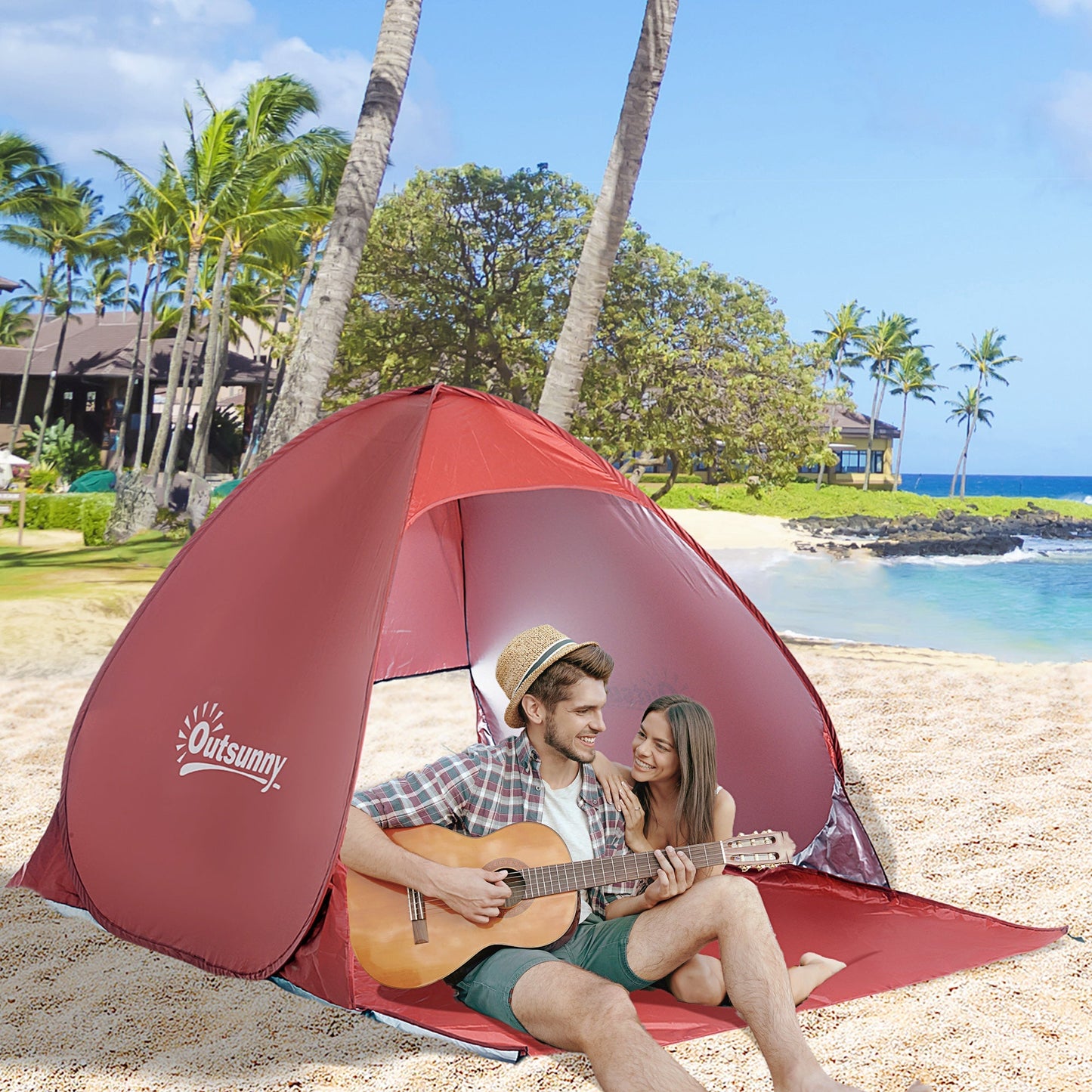 Pop-up Portable Beach Tent-Red