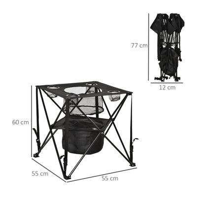 Folding Camping Table Portable Picnic Table w/ Built-in Cooler & Carry Bag