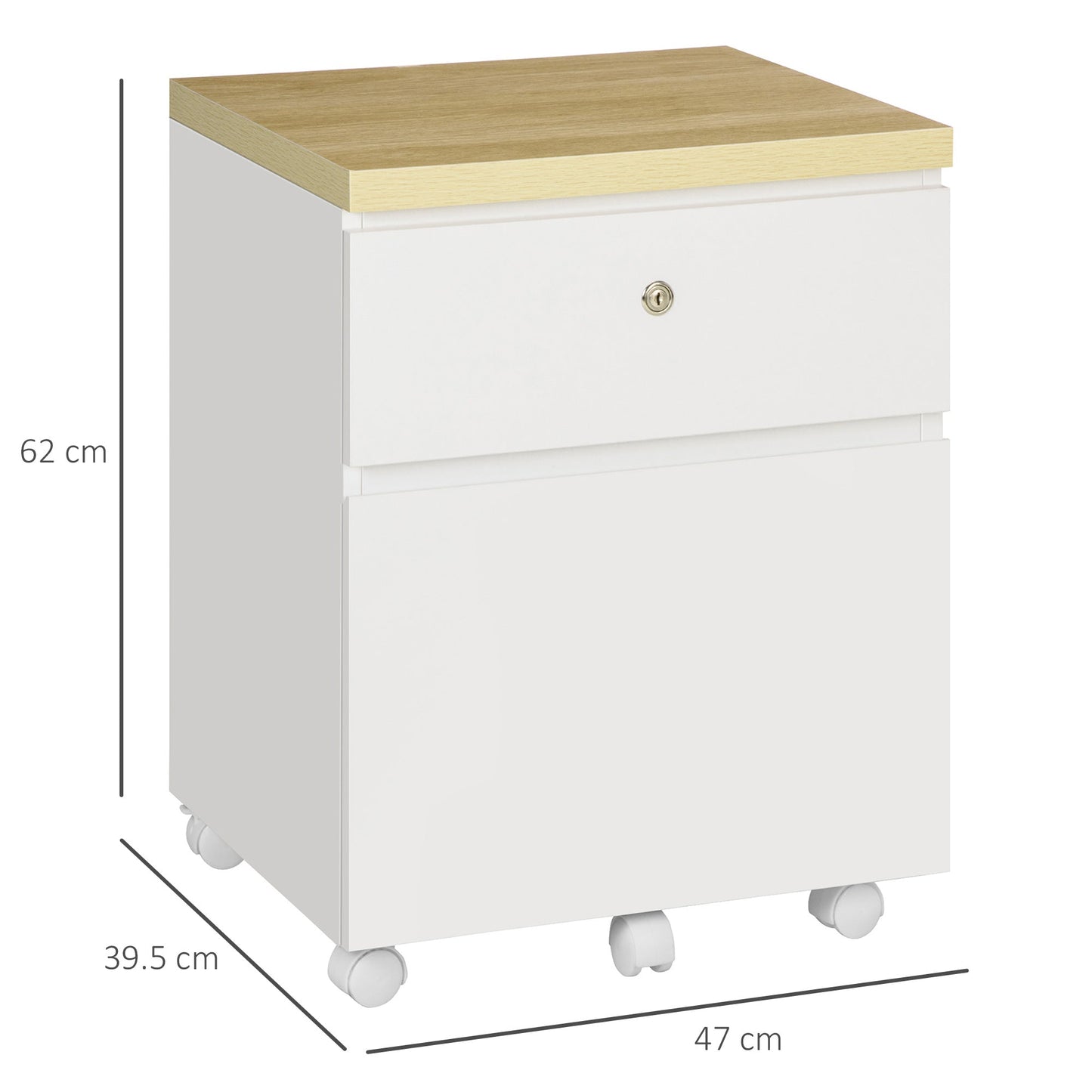 Vinsetto 2-Drawer Filing Cabinet with Lock