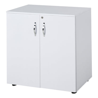 Vinsetto 2-Tier Locking Office Storage Cabinet File Organisation w/ Feet Melamine Coating Aluminium Handles 2 Keys Stylish White