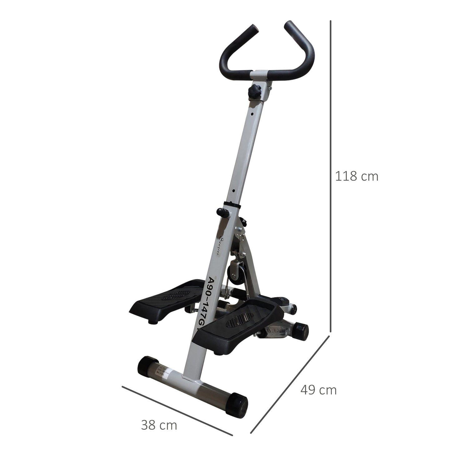 Stepper w/ Handle Hand Grip Workout Fitness Machine For Fitness Aerobic Exercise Home Gym Grey