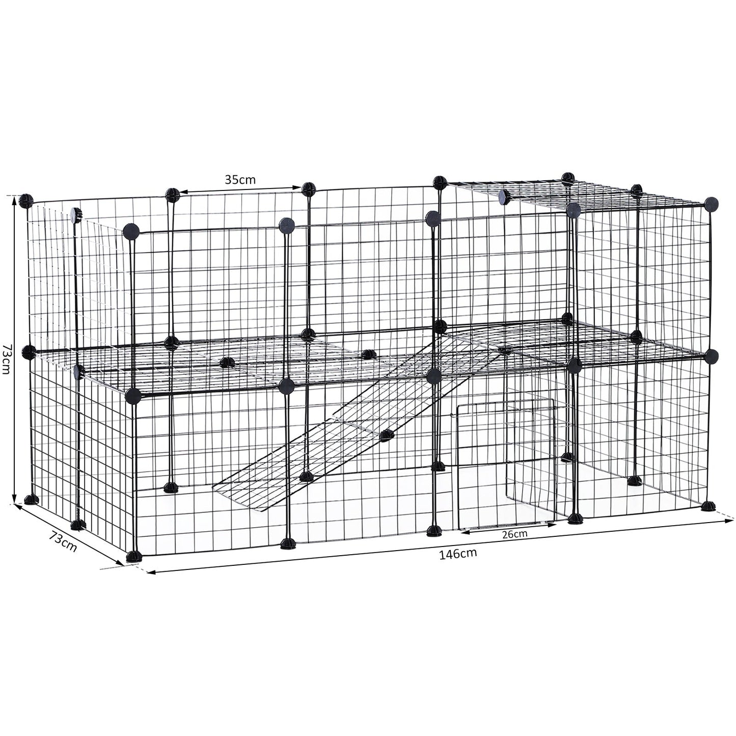 PawHut DIY Pet Playpen Metal Wire Fence Indoor Outdoor Guinea Pig Rabbit Small Animals Cage 36 Panel Enclosure Black