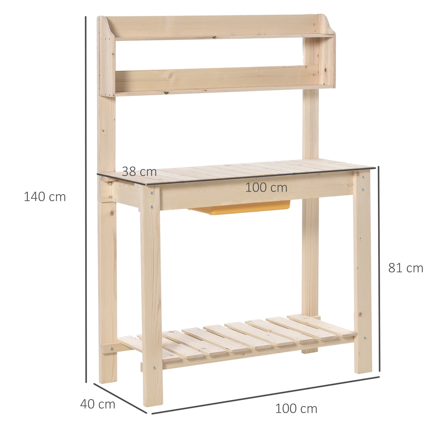 Garden Potting Bench Workbench Workstation Table w/ Sliding Tabletop & Dry Sink