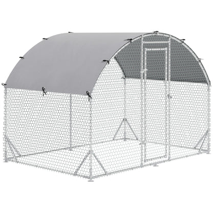 PawHut Walk In Chicken Run Galvanized Chicken Coop Hen Poultry House Cage Rabbit Hutch Pet Playpen Backyard with Water-Resist Cover